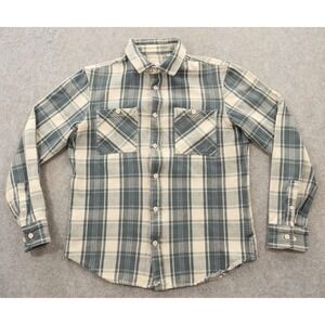 Altamont Shirt Mens Medium Green Beige Button Up Flannel Long Sleeve Streetwear